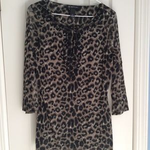 INC Leopard Embellished Tunic Sz M